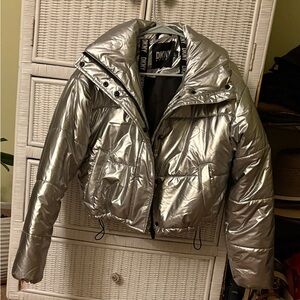DKNY Metallic Silver Puffer Jacket